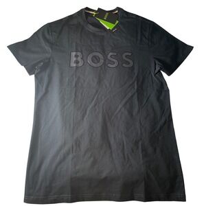 BOSS Men Black Short Sleeve Active T Shirt Athleisure Stretch Logo Size XL NWT‎